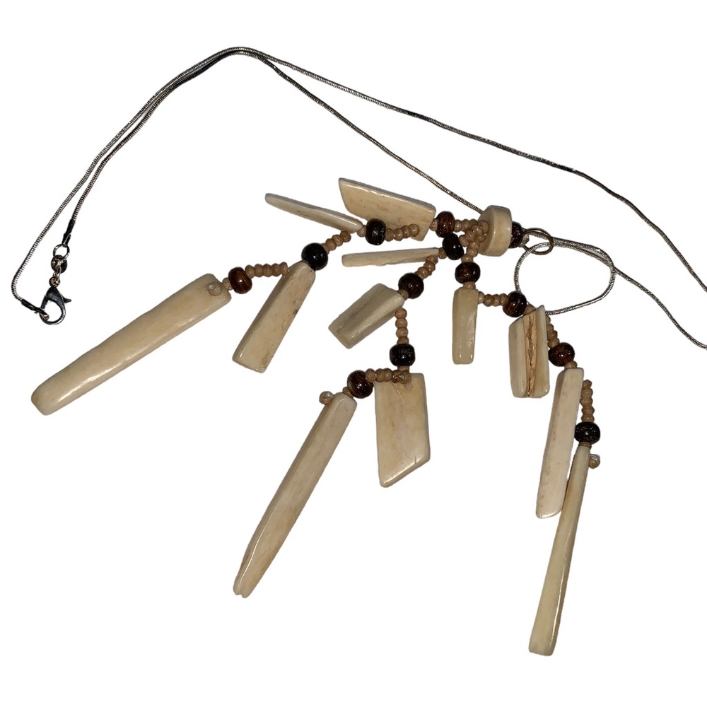 Bohemian bone necklace, 18”.